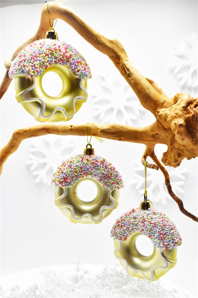 Premium Collection 3lü Donut Yılbaşı Süs 8 cm