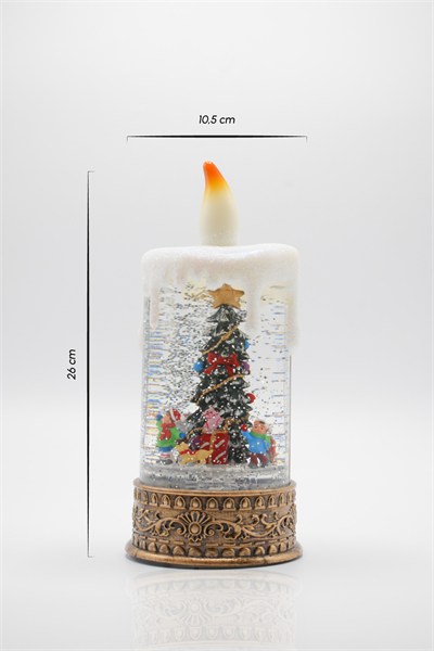 Premium Collection Dekoratif Işıklı Yılbaşı Süs Mum 24 cm