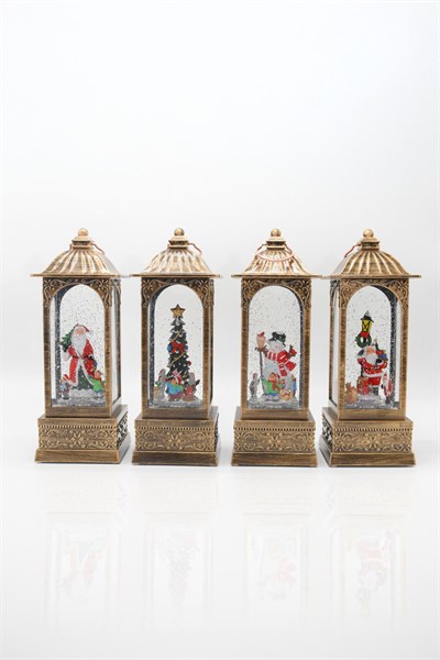 Premium Collection Dekoratif Işıklı Yılbaşı Süs Kare Kar Küresi