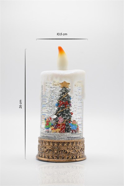 Premium Collection Dekoratif Işıklı Yılbaşı Süs Mum 24 cm