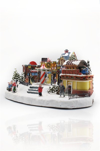 Premium Collection Dekoratif Noel Şehri Işıklı Süs 19*38 cm