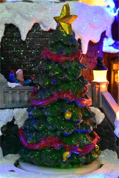 Premium Collection Işıklı Noel Şehir Dekoratif Yılbaşı Süsü