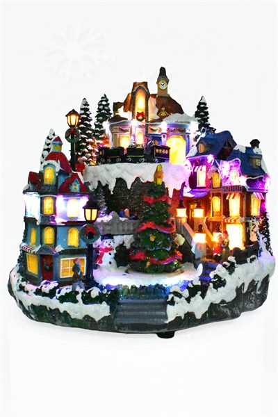Premium Collection Işıklı Noel Şehir Dekoratif Yılbaşı Süsü
