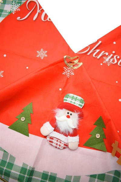 Premium Lüx Ağaç Örtüsü 90*90 CM Yeşil-Kırmızı