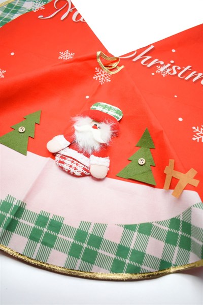 Premium Lüx Ağaç Örtüsü 90*90 CM Yeşil-Kırmızı