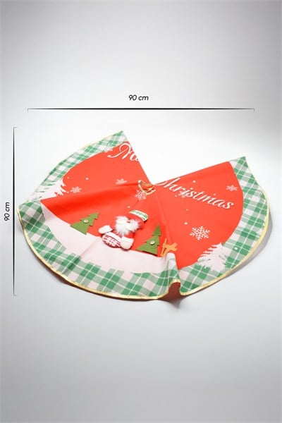 Premium Lüx Ağaç Örtüsü 90*90 CM Yeşil-Kırmızı