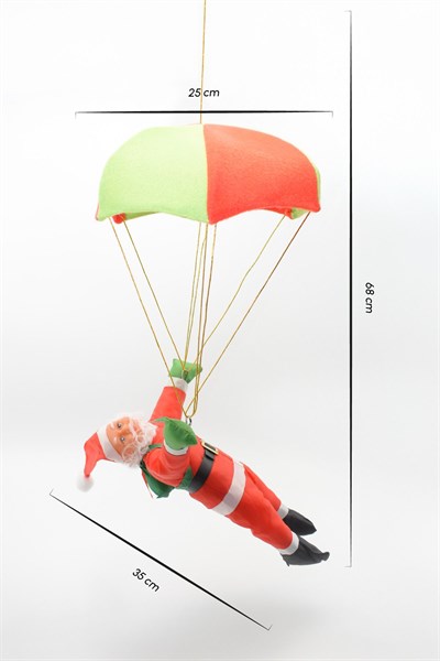 Premium Parşütlü Noel Baba Yılbaşı Süs 68 cm