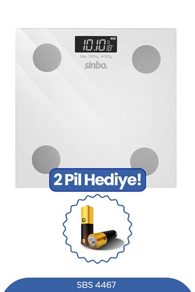Sinbo Sbs-4467 Bluetooth Dijital Yağ Su Kas Vücut Kitle Endeksi Kilo Ölçer Tartı Baskül - 28 Cm