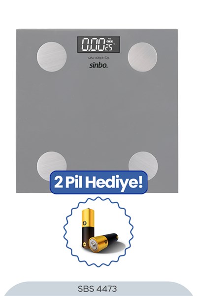 Sinbo SBS-4473 Bluetooth Dijital Yağ Su Kas Vücut Kitle Endeksi Kilo Ölçer Tartı Baskül