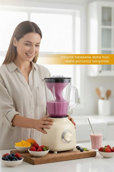 Sinbo SHB-7516 Turbo Blender - Smoothie Blender - 1.5 Litre Cam Hazne-Krem