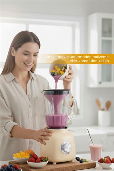 Sinbo SHB-7516 Turbo Blender - Smoothie Blender - 1.5 Litre Cam Hazne-Krem