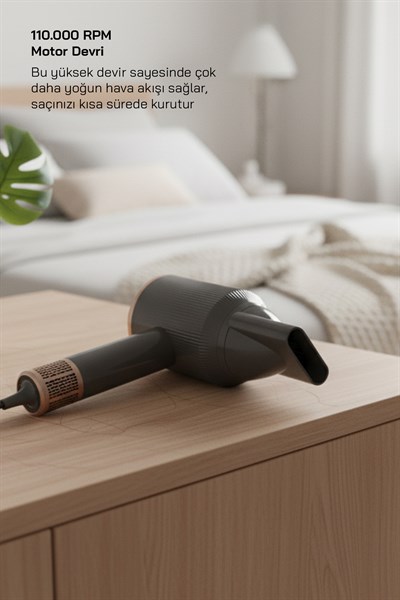 Sinbo SHD 1726 Saç Kurutma Mak. 1600W BLDC Turbo Motor, 3 Hız 4 Sıcaklık Ayarlı, 360°Manyetik Başlık