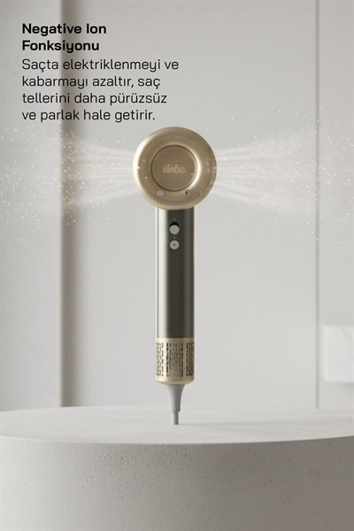 Sinbo SHD 1726 Saç Kurutma Mak. 1600W BLDC Turbo Motor, 3 Hız 4 Sıcaklık Ayarlı, 360°Manyetik Başlık