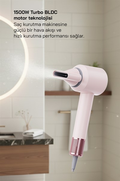 Sinbo SHD-1740 BLDC Saç Kurutma Makinesi Pembe – 3 Hız, 4 Isı Ayarı, İyon Teknolojisi