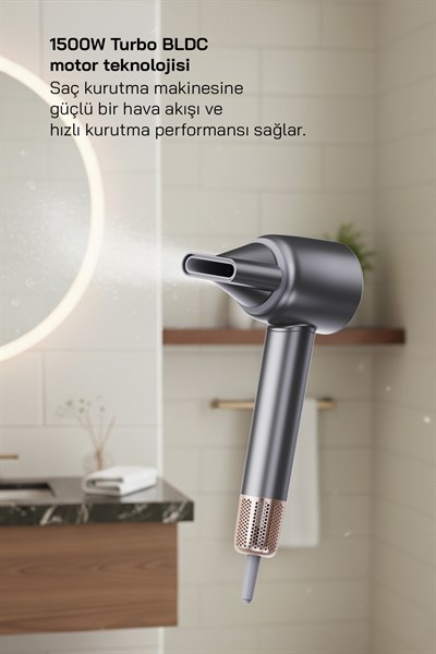 Sinbo SHD-1740 BLDC Saç Kurutma Makinesi Gri – 3 Hız, 4 Isı Ayarı, İyon Teknolojisi