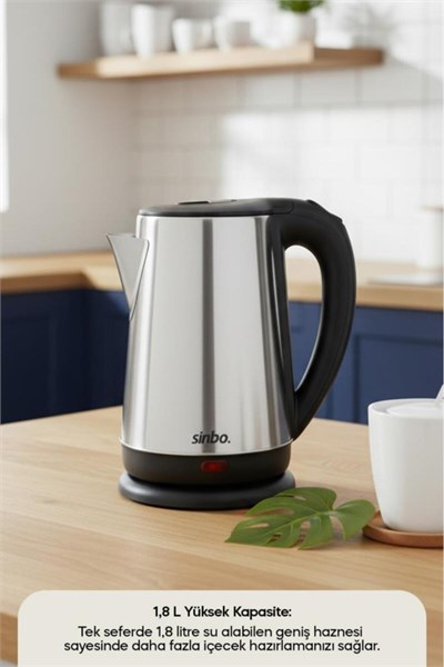 Sinbo SK-8026 1500 W 1.8 Lt Çelik Kettle Su Isıtıcı 360 Derece