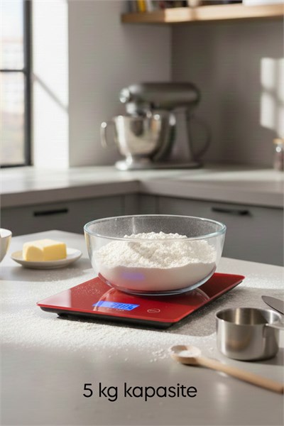 Sinbo Sks-4519 Dijital Hassas Led Göstergeli Cam Gövde Kırmızı Mutfak Tartısı