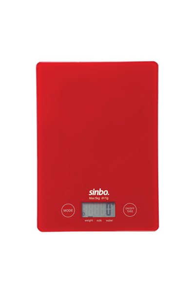 Sinbo Sks-4519 Dijital Hassas Led Göstergeli Cam Gövde Kırmızı Mutfak Tartısı