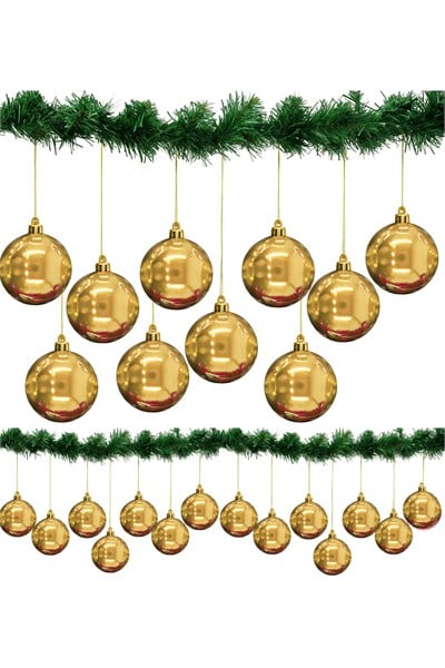 Waldern 24 Lü 10 Cm Yılbaşı Ağacı Süsü Cici Top Gold