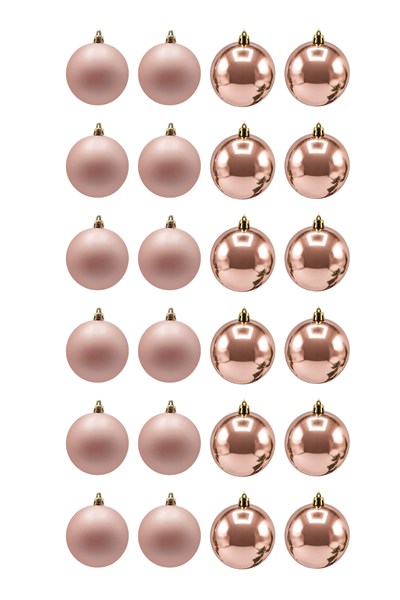 Waldern 24 Lü 10 Cm Yılbaşı Ağacı Süsü Cici Top Rose