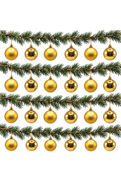 Waldern 3 cm 24 Adet Cici Top Yılbaşı Çam Ağacı Süs 12 Parlak - 12 Mat Gold