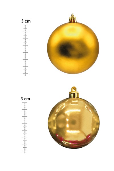 Waldern 3 cm 24 Adet Cici Top Yılbaşı Çam Ağacı Süs 12 Parlak - 12 Mat Gold