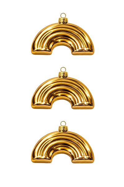 Waldern 3lü 10 cm Gökkuşağı Çam Ağacı Süsü Gold
