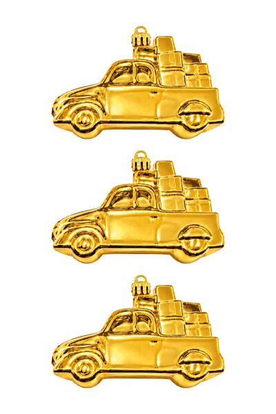 Waldern 3lü 11 Cm Araba Figürlü Yılbaşı Ağacı Süsü Gold