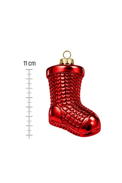 Waldern 3lü 11 cm Patik Figürlü Yılbaşı Çam Ağacı Süsü Kırmızı