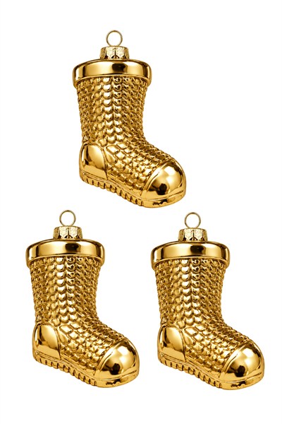 Waldern 3lü 11 cm Patik Figürlü Yılbaşı Çam Ağacı Süsü Gold