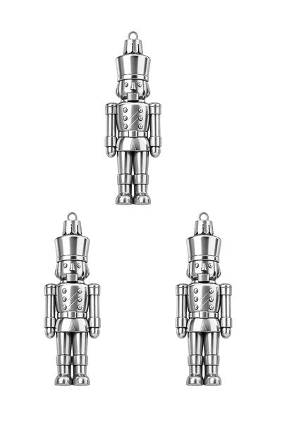 Waldern 3lü 12 cm Kurşun Asker Yılbaşı Çam Ağacı Süsü Gümüş