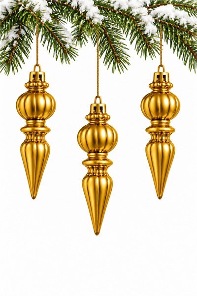 Waldern 3lü 15 cm Damla Figürlü Çam Ağacı Süsü Gold