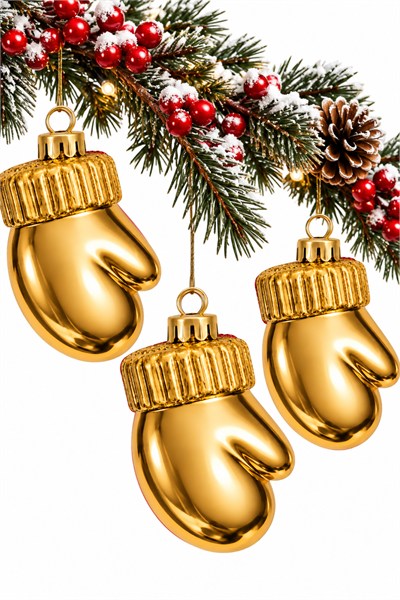 Waldern 3lü 9 cm Eldiven Figürlü Çam Ağacı Süsü Gold