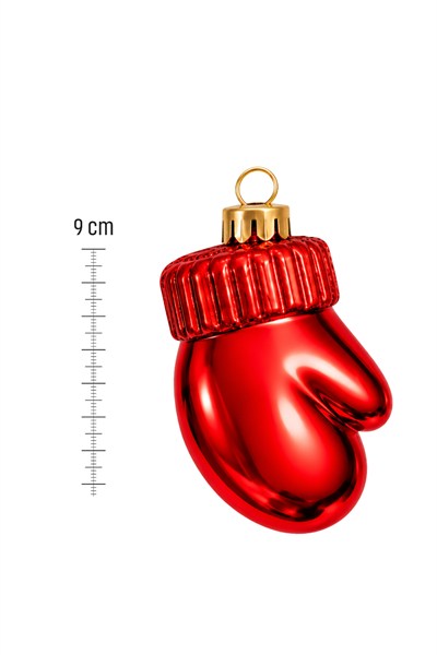 Waldern 3lü 9 cm Eldiven Figürlü Çam Ağacı Süsü Kırmızı