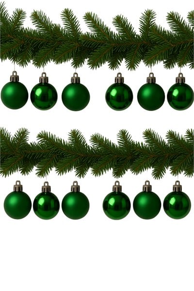 Waldern 4 cm 12 li Yeşil Cici Top (6 Parlak-6 Metalize) Yılbaşı Ağacı Süs