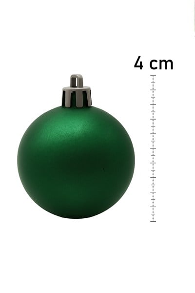 Waldern 4 cm 12 li Yeşil Cici Top (6 Parlak-6 Metalize) Yılbaşı Ağacı Süs