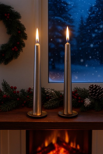 Waldern 4lü Uzun Gümüş Mum