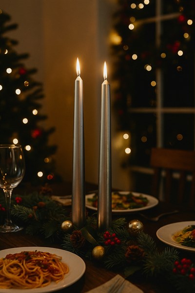 Waldern 4lü Uzun Gümüş Mum