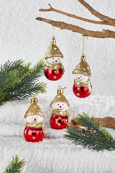 Waldern 4lü Yılbaşı Çam Ağacı Kardan Adam Süs 8 cm