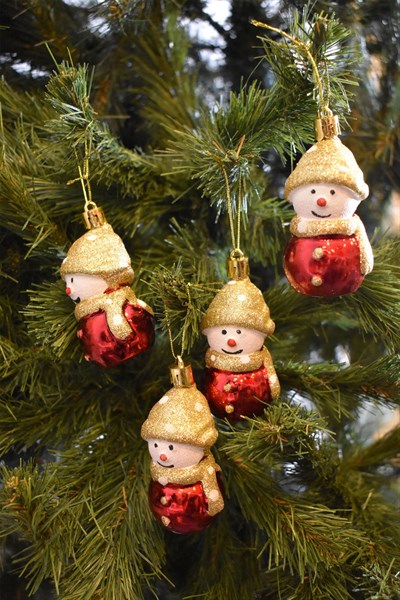 Waldern 4lü Yılbaşı Çam Ağacı Kardan Adam Süs 8 cm