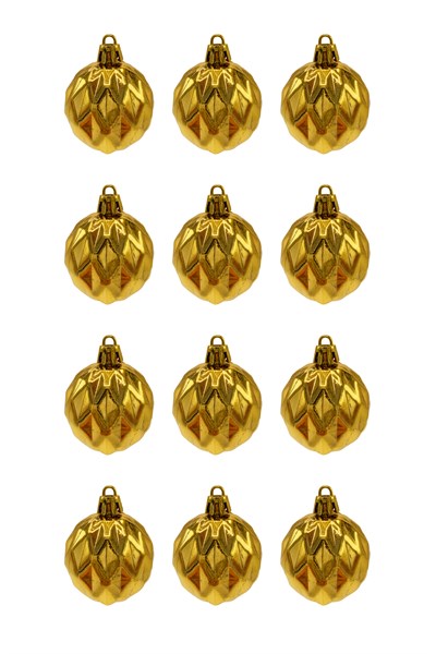 Waldern 5 cm 12li Cici Top Gold Baklava Desenli Parlak Yılbaşı Süsü