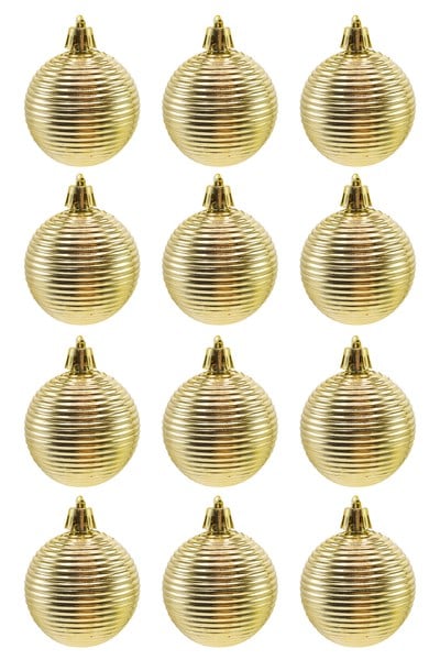 Waldern 5 cm 12li Cici Top Parlak Yılbaşı Ağaç Süsü Gold Yatay