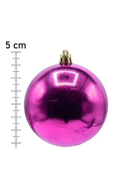 Waldern 5 cm Cici Top Parlak 6lı Yılbaşı Ağaç Süsü Fuşya