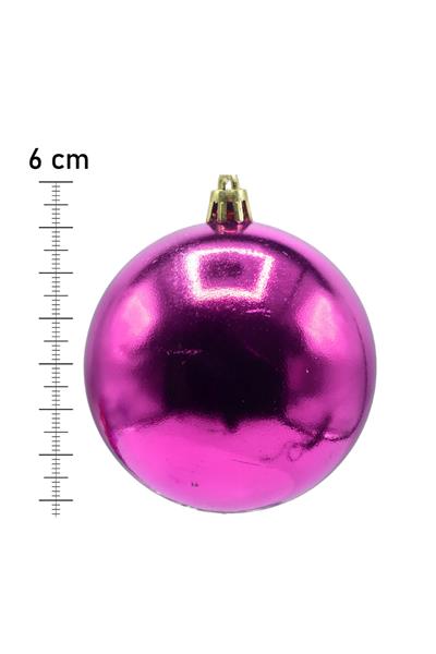 Waldern 5 cm Cici Top Parlak 6lı Yılbaşı Ağaç Süsü Fuşya
