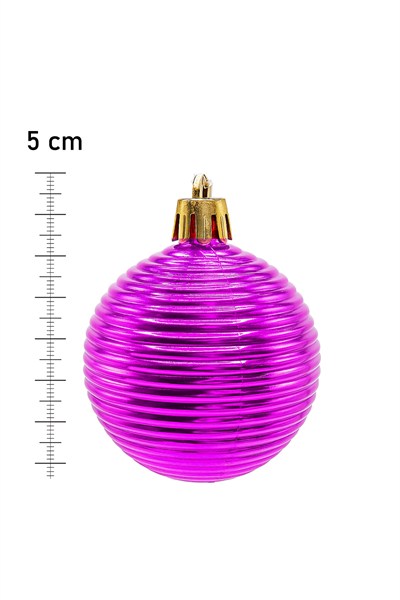Waldern 5 cm Cici Top Parlak 6lı Yılbaşı Ağaç Süsü Fuşya Yatay