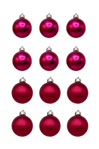 Waldern 6 cm 12li Cici Top Yılbaşı Ağacı Süsü 6 Mat + 6 Parlak