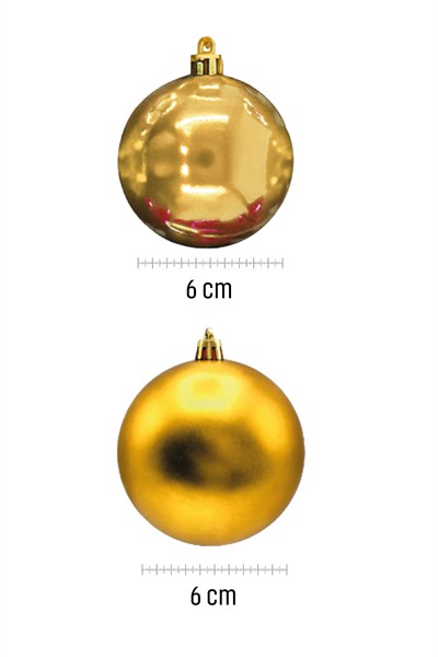 Waldern 6 cm 12li Cici Top Yılbaşı Ağacı Süsü 6 Mat + 6 Parlak Gold