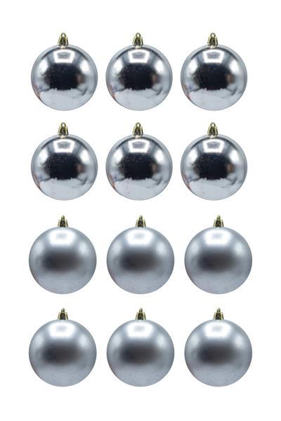 Waldern 6 cm 12li Cici Top Yılbaşı Ağacı Süsü 6 Mat + 6 Parlak