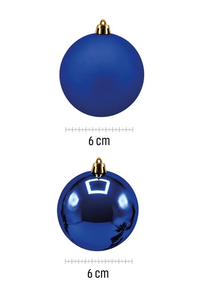 Waldern 6 cm 12li Cici Top Yılbaşı Ağacı Süsü 6 Mat + 6 Parlak Mavi