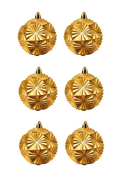 Waldern 6 Cm 6lı Çiçek Figürlü Yılbaşı Ağacı Süsü Cici Top Gold